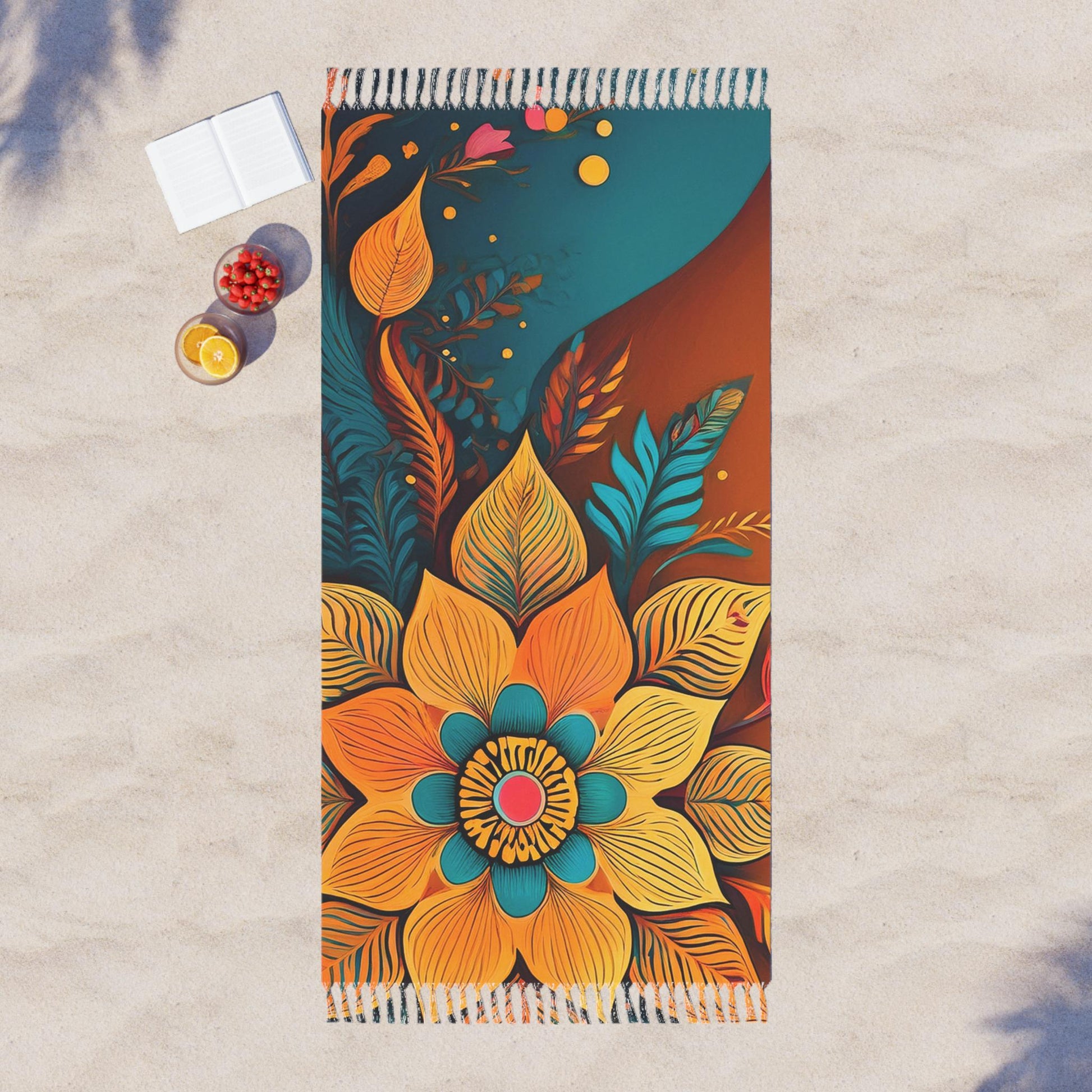 Boho Beach Towel - Vibrant Floral Design for Summer, Spa Days, Poolside Fun, Travel, Gift for Her, Bohemian Decor