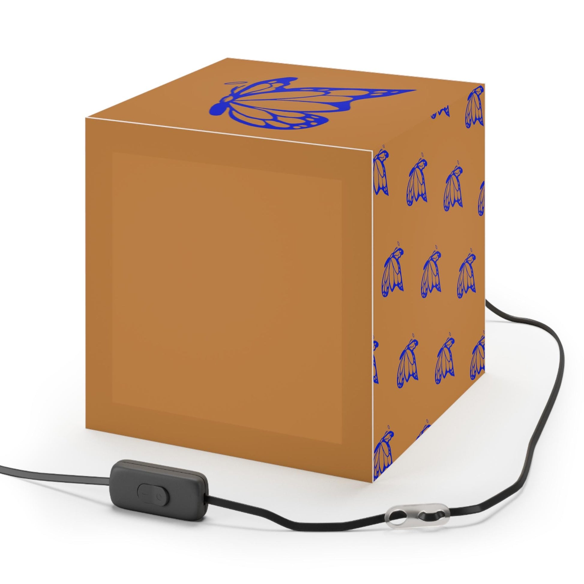 Blue Halo Butterfly Light Brown Cube Lamp, Home Decor, Night Light, Gift for Her, Modern Lighting