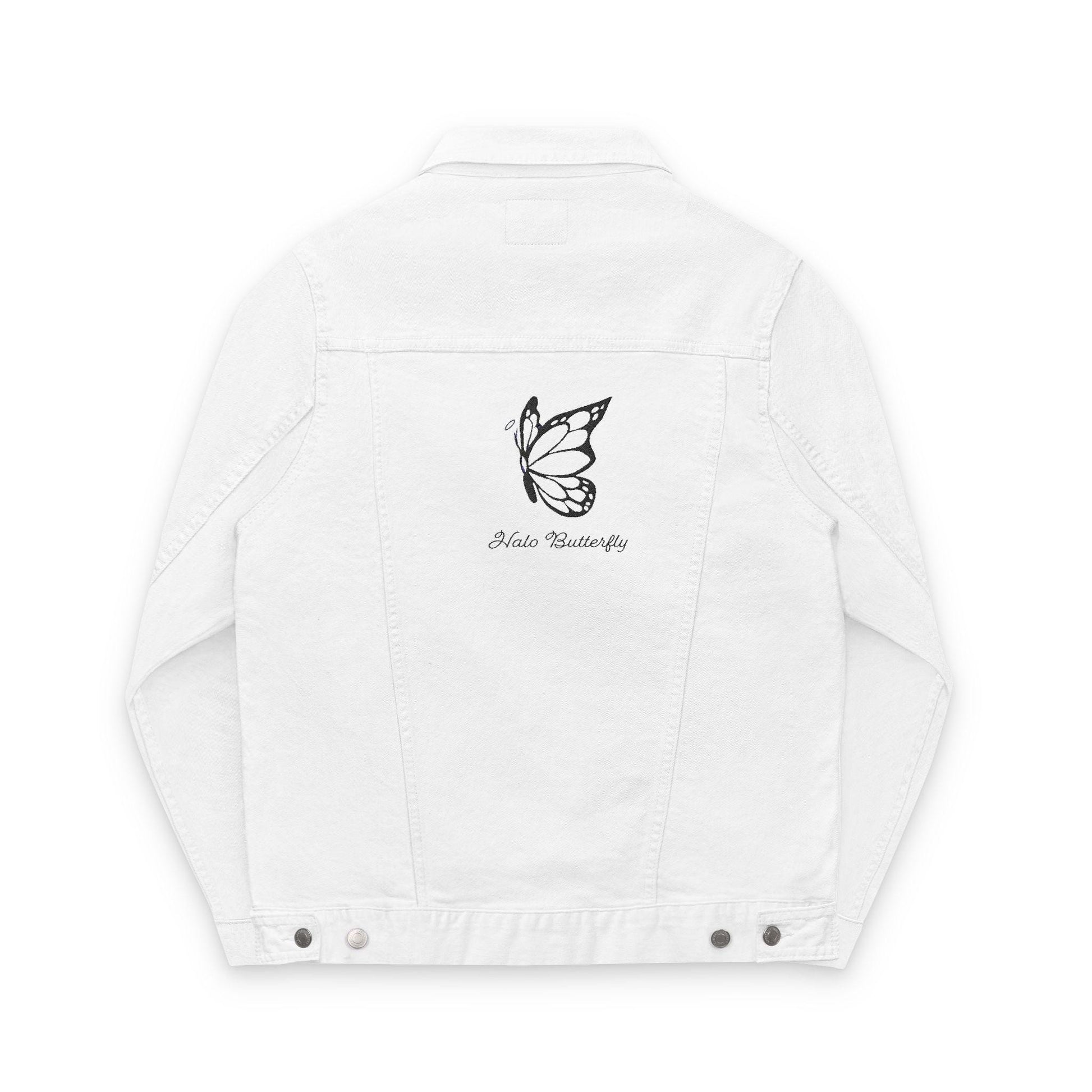Halo Butterfly Logo Stylish Unisex Denim Jacket with Butterfly Embroidery, Trendy Casual Wear for Any Occasion, Fashion Statement, [...]